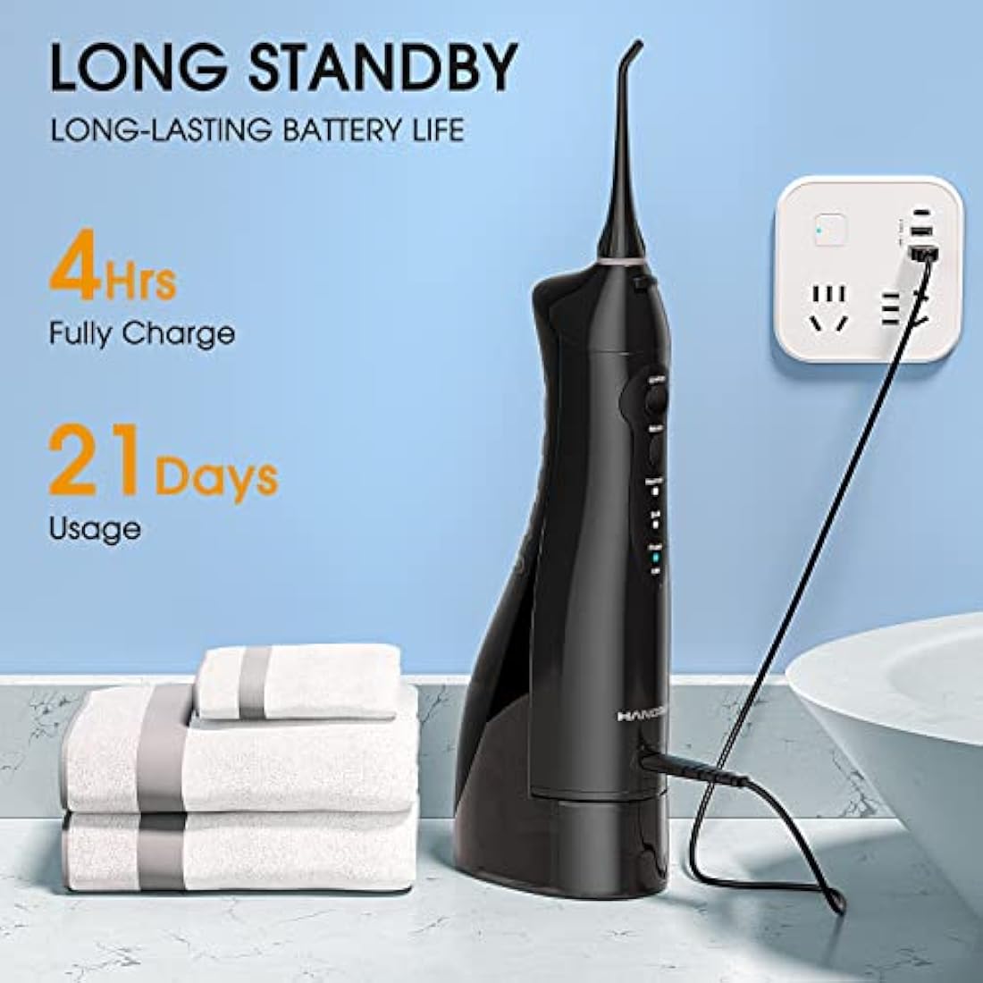 Hangsun Cordless Water Flosser | 300ML Oral Irrigator with 8 Jet Tips