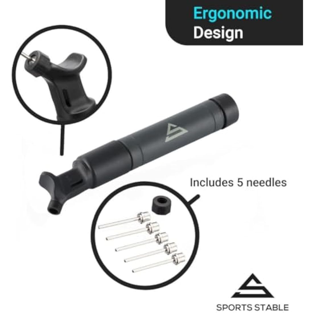 Dual Action Ball Pump with 5 Needles for Sports Balls