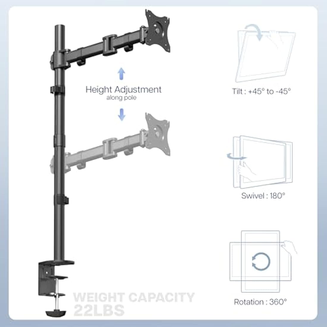 VIVO Extra Tall Single Monitor Desk Mount | 31" Pole Stand for 13-38" Screens