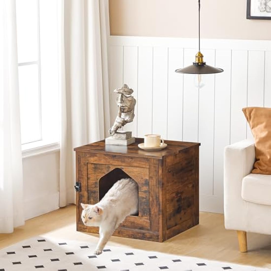 HOOBRO Cat Litter Box Enclosure – Rustic Brown Hidden Litter Box Furniture