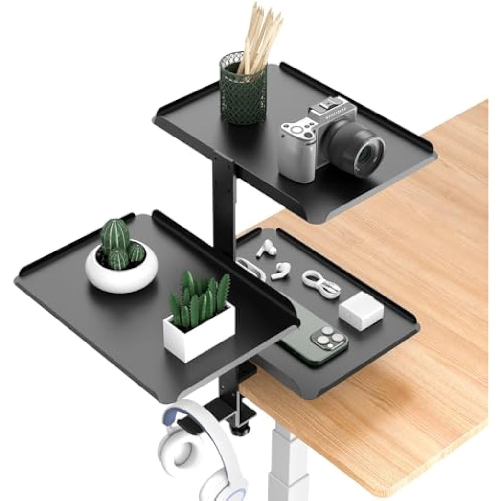 Rolizoe 3-Tier Clamp On Desk Shelf Organiser with Headphone Stand