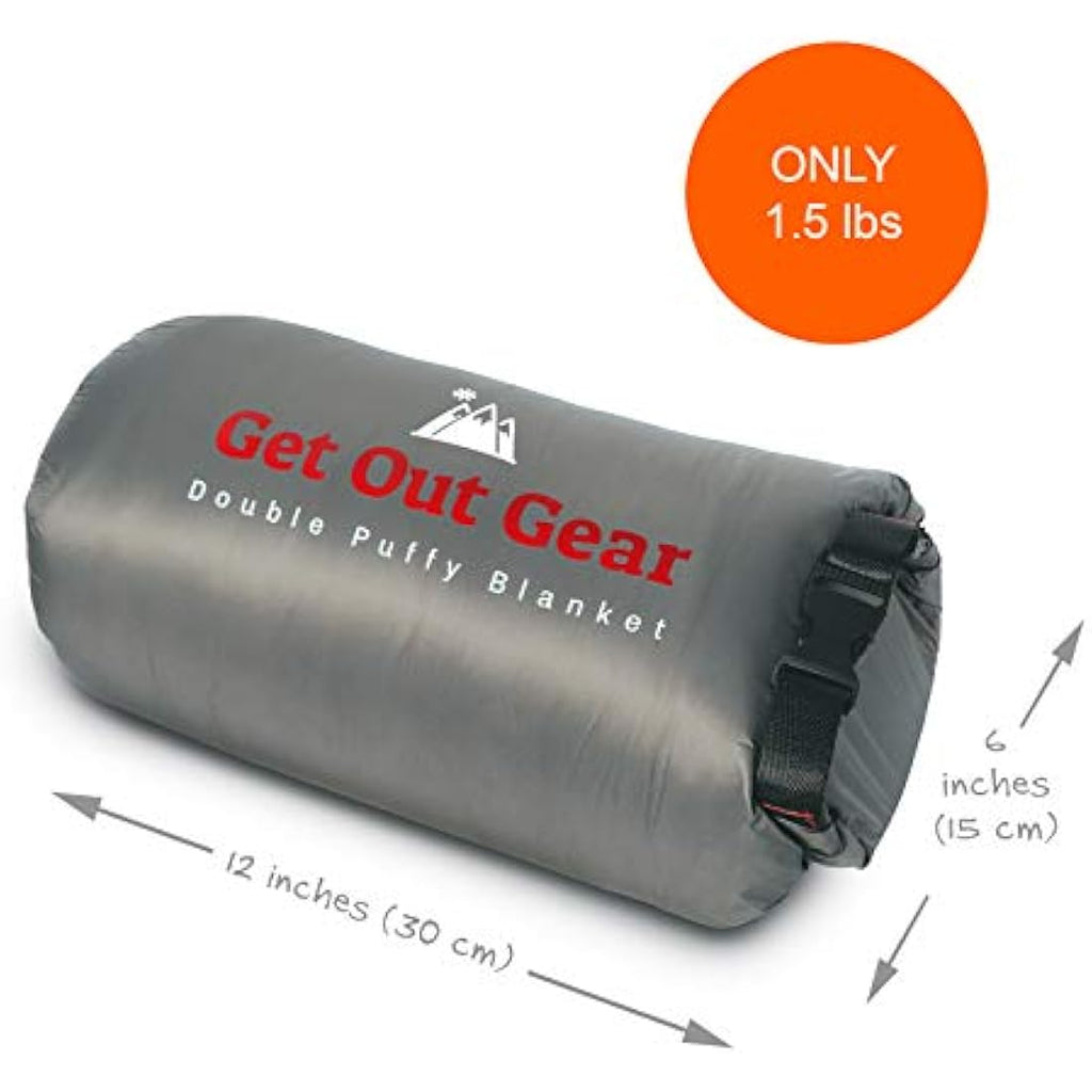 Get Out Gear Double Puffy Camping Blanket – Water-Resistant Wearable Quilt