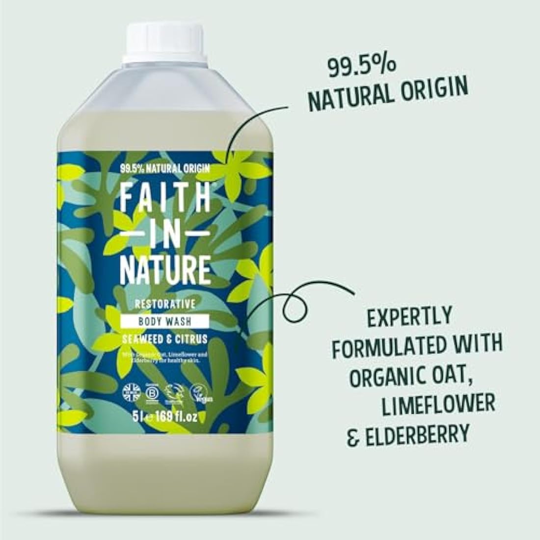 Faith In Nature Seaweed & Citrus Body Wash | 5L Refill Pack | Vegan