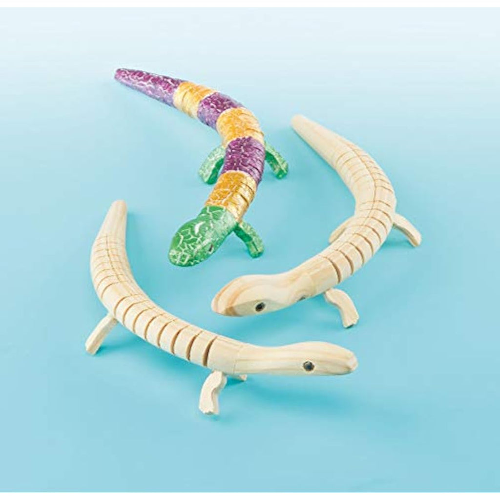 Baker Ross Flexible Wooden Lizards for Kids' DIY Crafts - Pack of 3