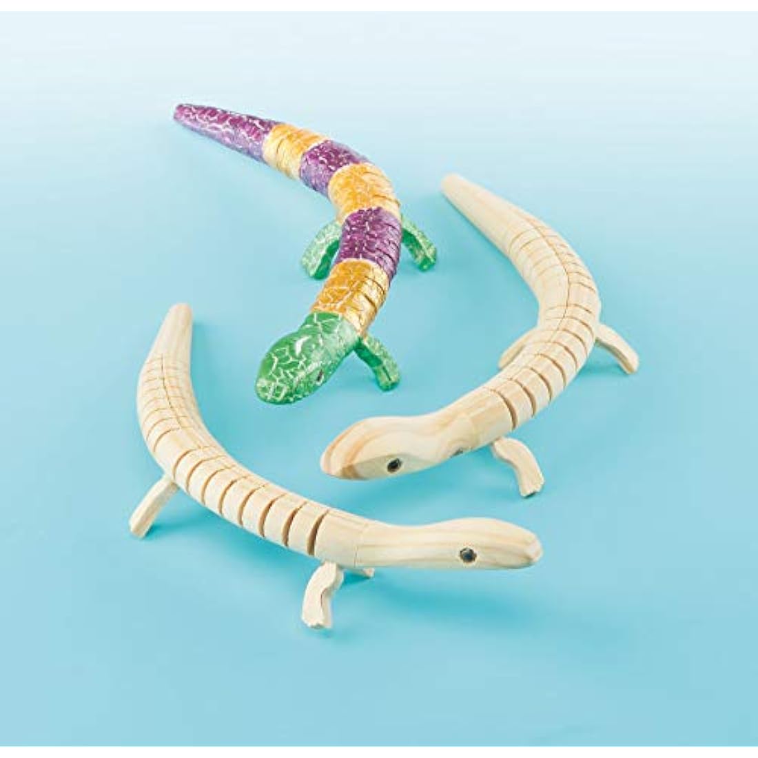 Baker Ross Flexible Wooden Lizards for Kids' DIY Crafts - Pack of 3