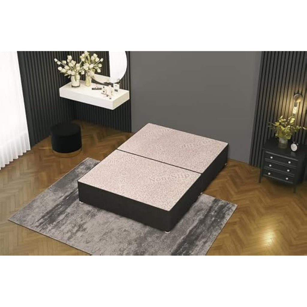 Bliss Grey Linen Divan Base – 3FT Single Bed Frame
