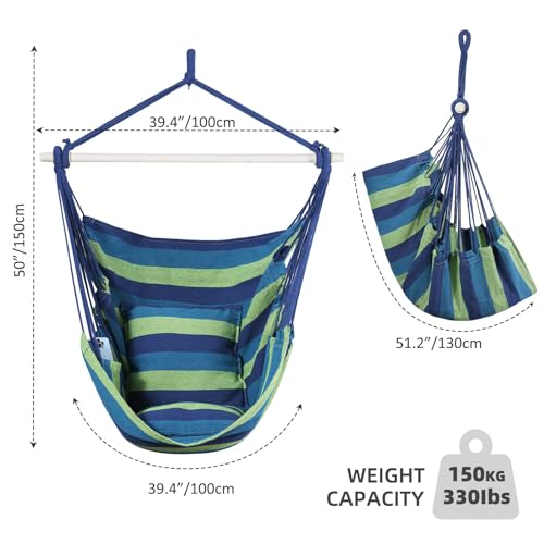 Goutime Hammock Chair Swing with Metal Support Bar and 2 Pillows