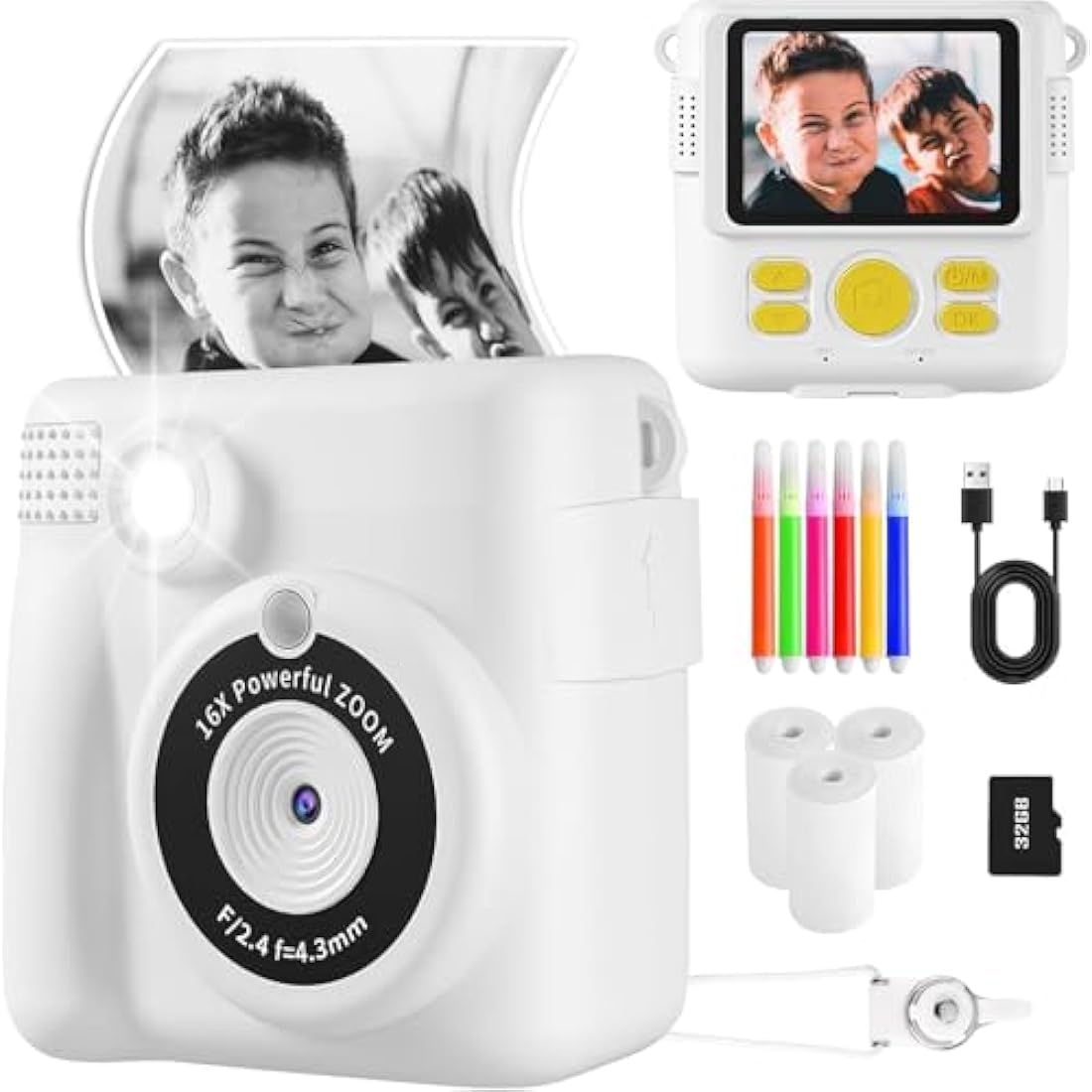 Jolof Store Kids Instant Print Camera – 1080P Digital Video with 32GB SD