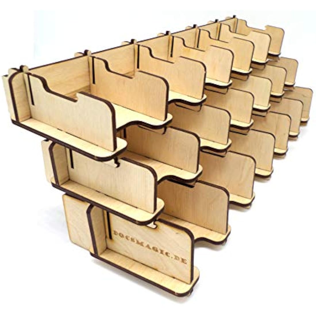 docsmagic.de Plywood Mini Card Holder | 18-Compartment 1500+ Storage