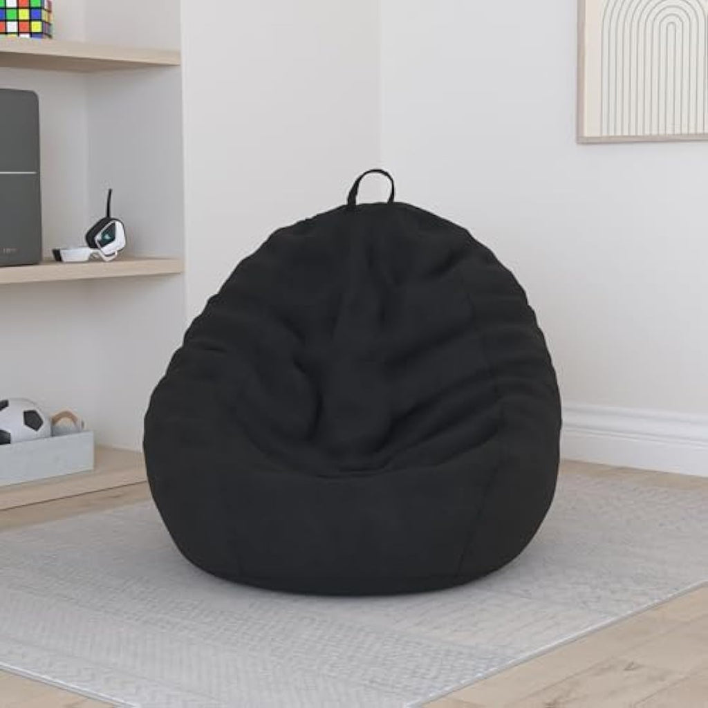 Nobildonna Corduroy Bean Bag Chair Cover | 300L Large Toy Storage - Black