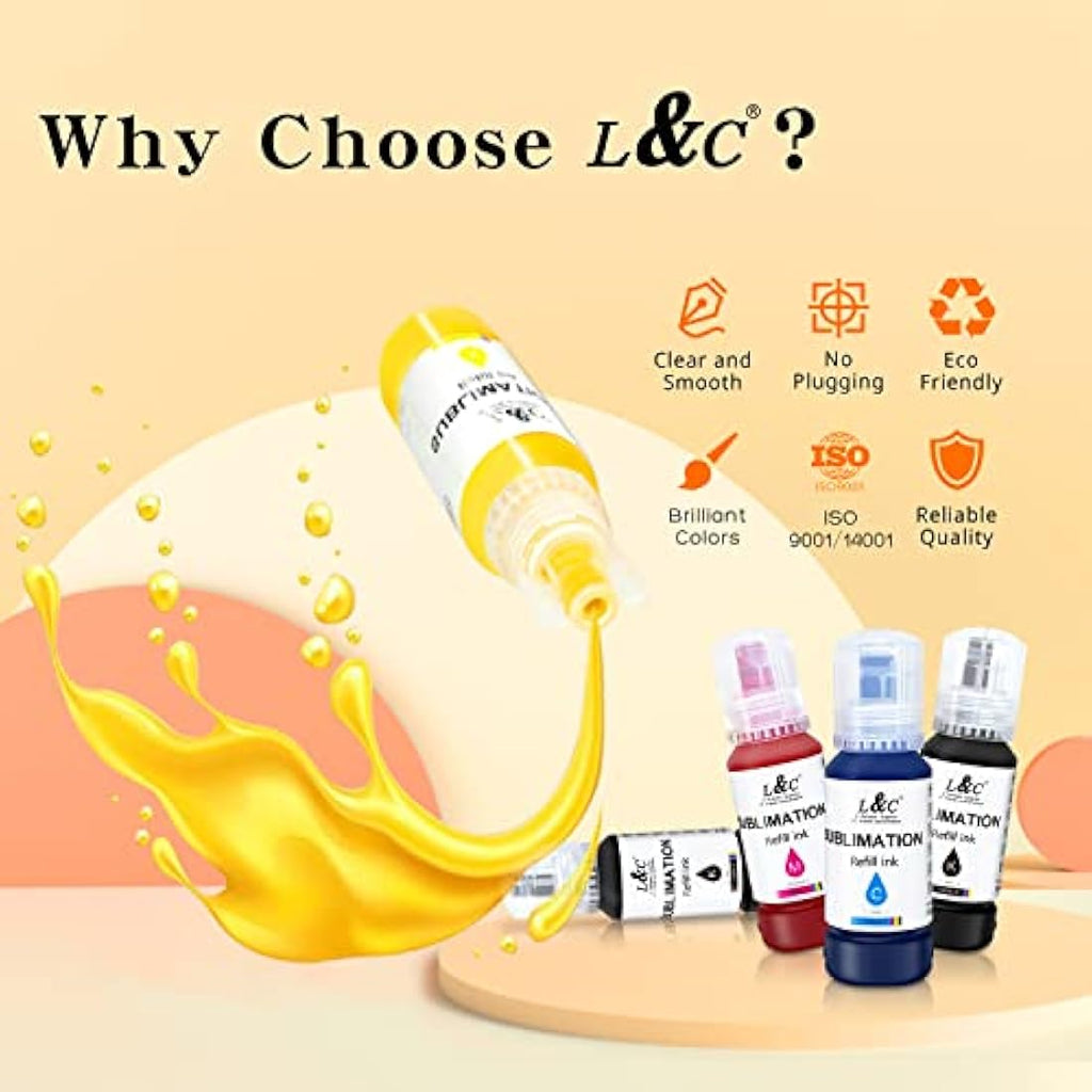 L&C Sublimation Ink for Epson EcoTank ET-2850 ET-2720 ET-2760 - 500ml