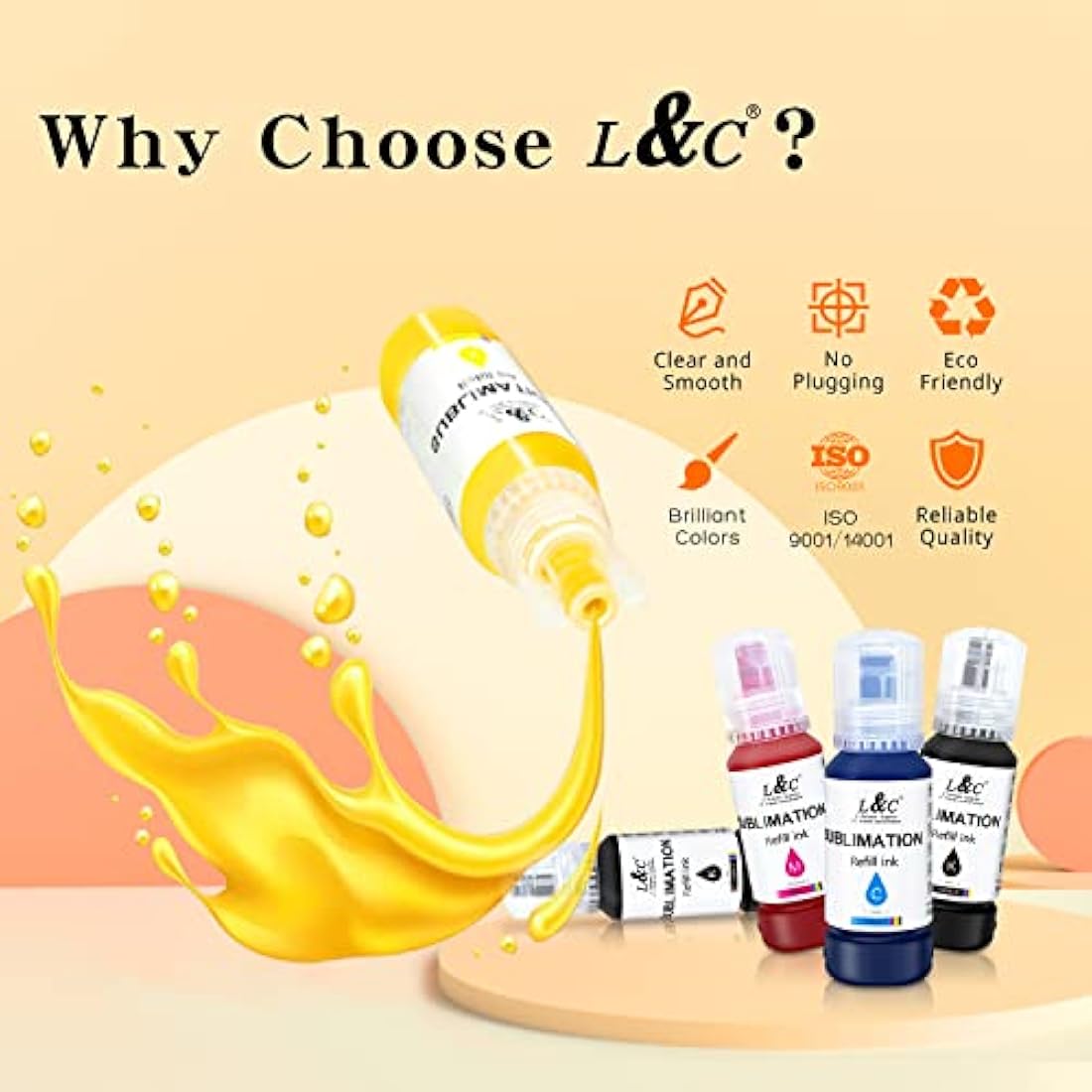 L&C Sublimation Ink for Epson EcoTank ET-2850 ET-2720 ET-2760 - 500ml