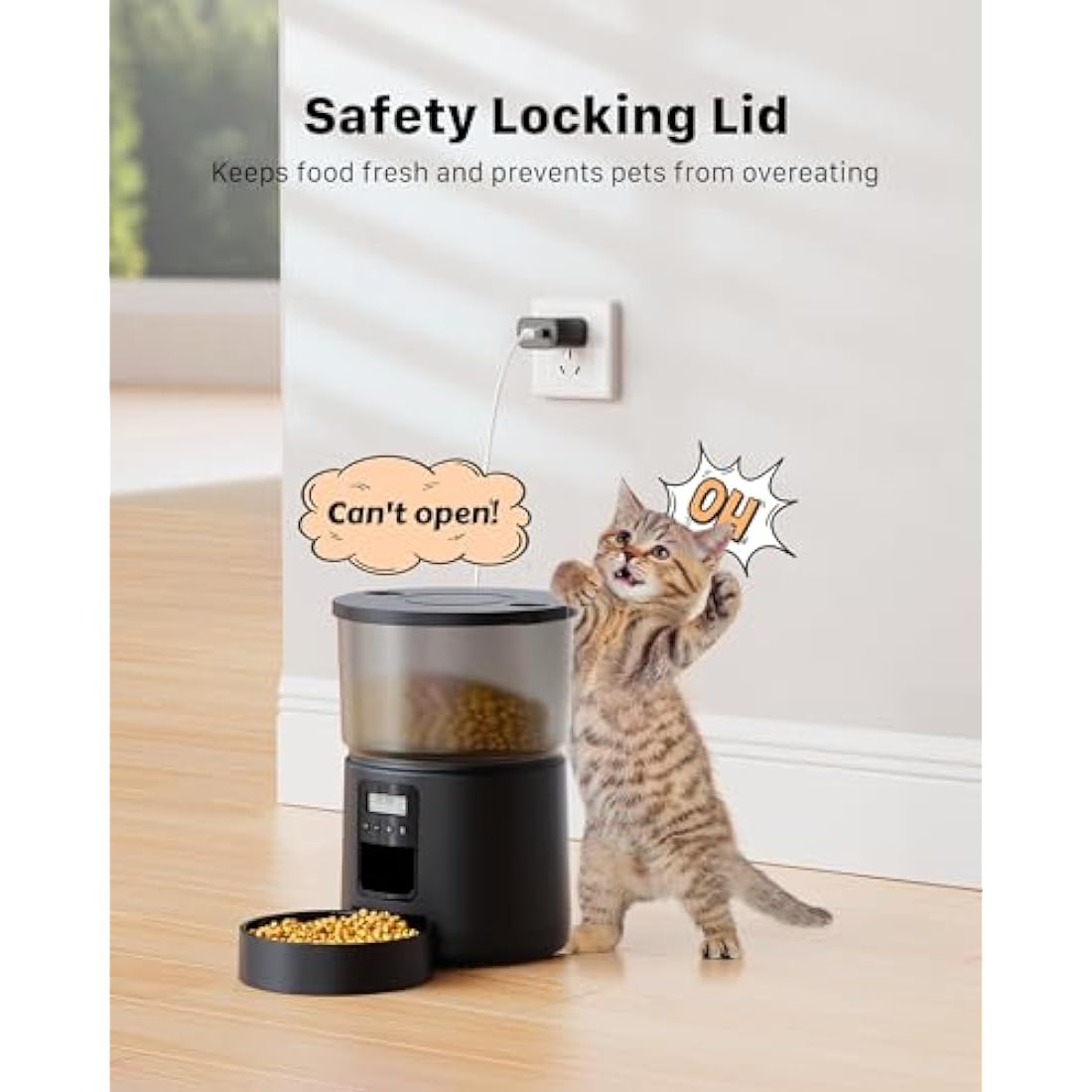 BEMOONY Automatic Cat Feeder - 3L Timed Pet Food Dispenser with Voice