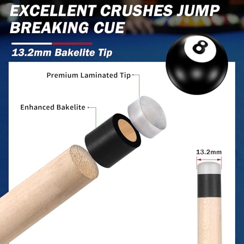 Aklot Heavy Hitter Jump Break Pool Cue – 23-25oz Maple Stick White