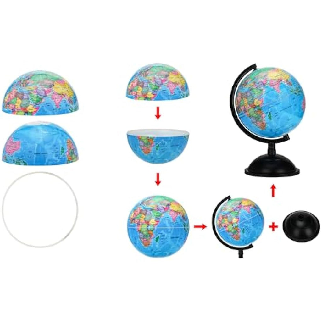Exerz 20cm Rotating World Globe – Educational Political Map for Kids