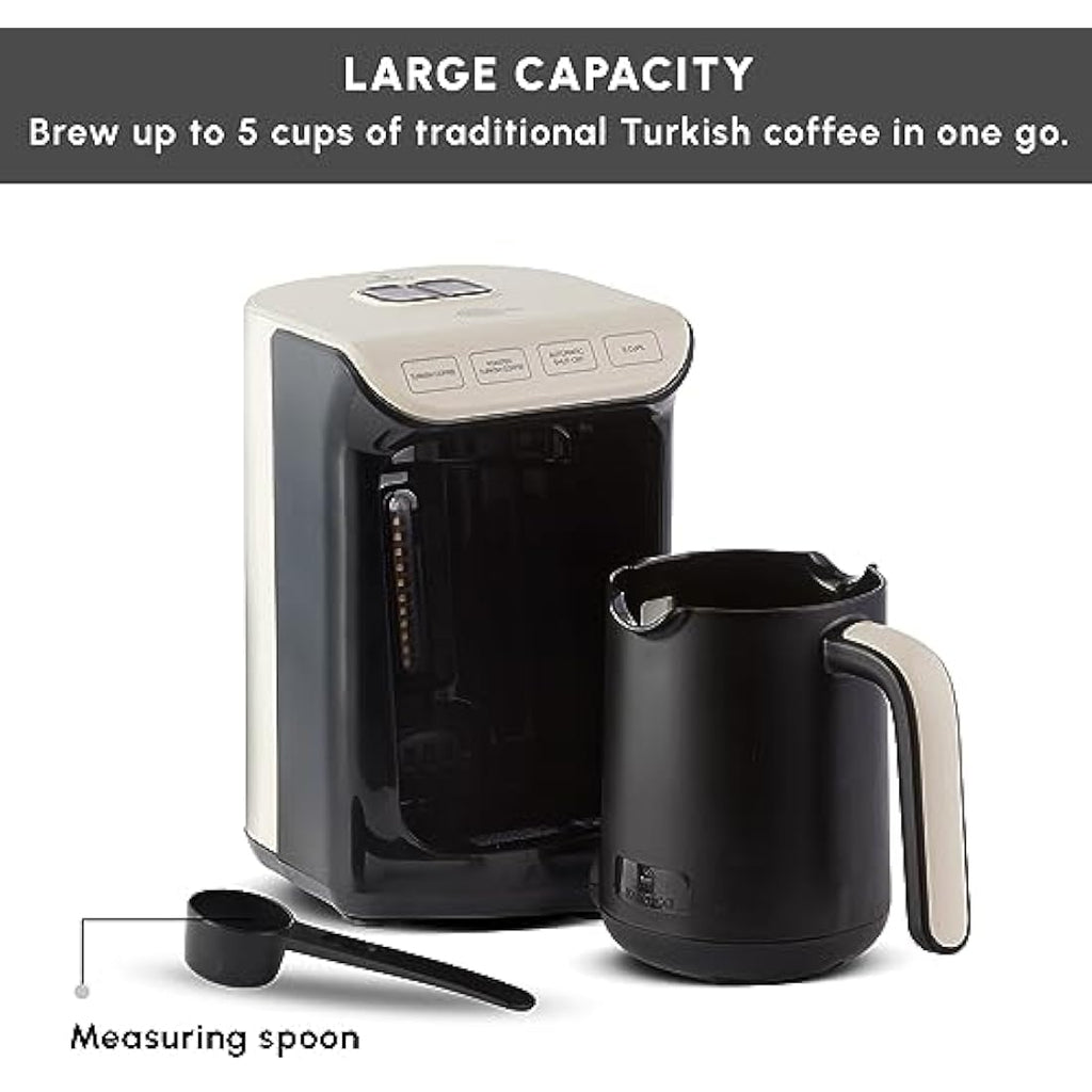 Karaca Hatır Köz Turkish Coffee Machine | 5-Cup Automatic Maker, Cream