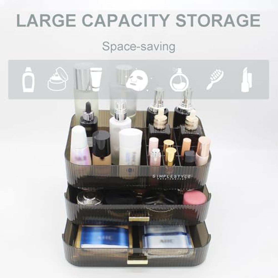 Stackable Makeup Organizer – 2-Drawer PET Cosmetic Storage