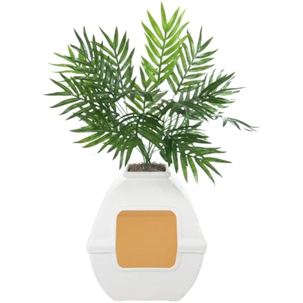 Good Pet Stuff Hidden Litter Box Planter – Enclosed Square White Birch