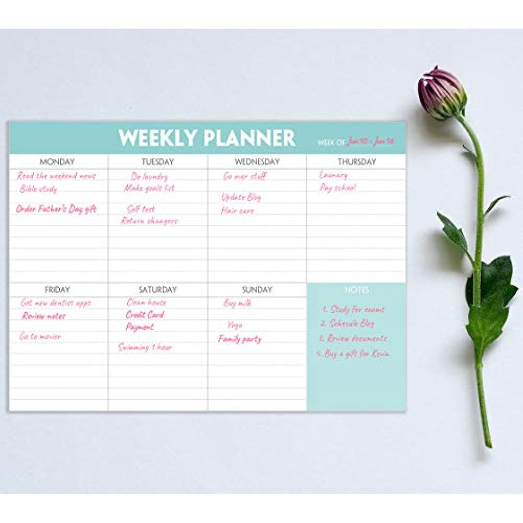 Undated Weekly Planner Pad – 52 Tear Off Sheets, 100gsm