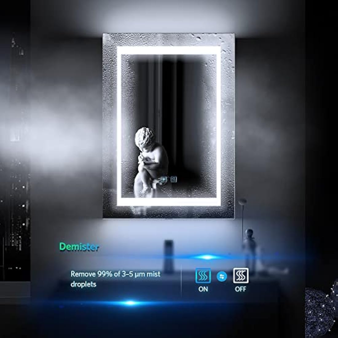 Tokvon LED Bathroom Mirror Cabinet | Anti-Fog with Shaver Socket | 500x700mm