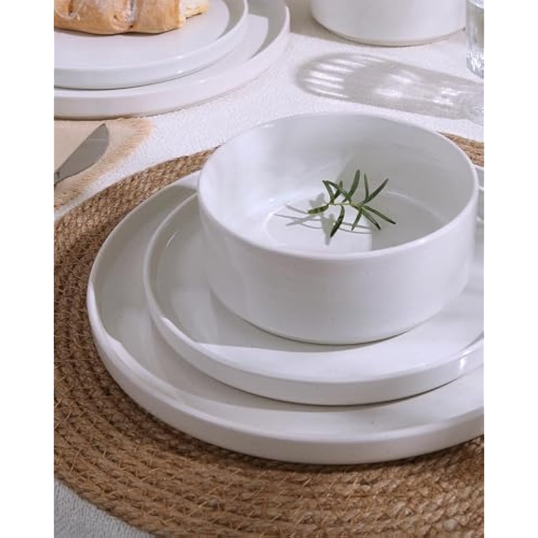 Richmount Nebula 12-Piece Speckled Stoneware Dinnerware Set - White