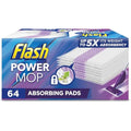 Flash Powermop Absorbing Pad Refills - White Floor Wipes, 64 Pack