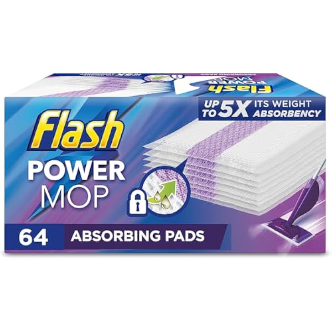 Flash Powermop Absorbing Pad Refills - White Floor Wipes, 64 Pack