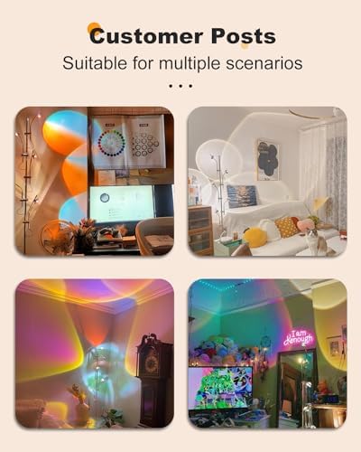 TACAHE RGBW Halo Projector Floor Lamp – 73" Chrome LED Ambient Mood Light