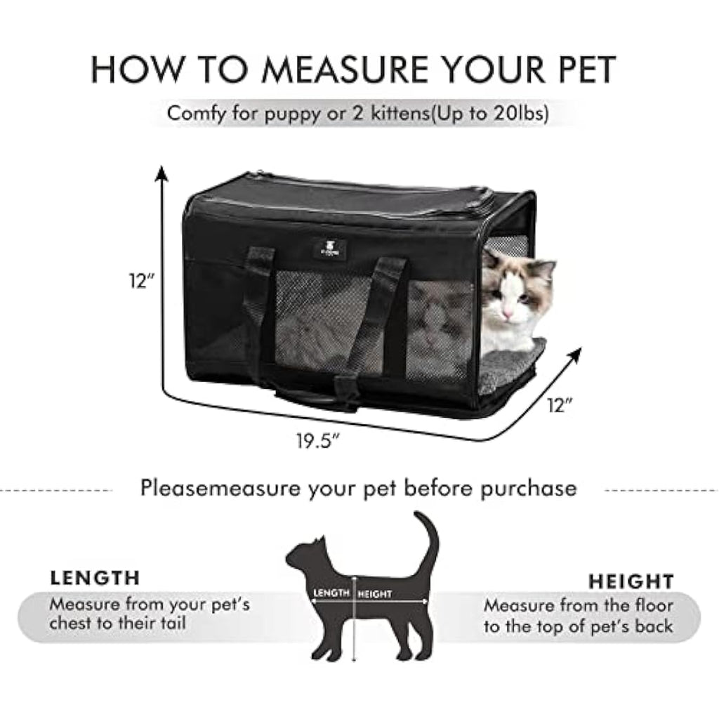X-ZONE PET Airline Approved Soft-Sided Pet Travel Carrier | Large Black