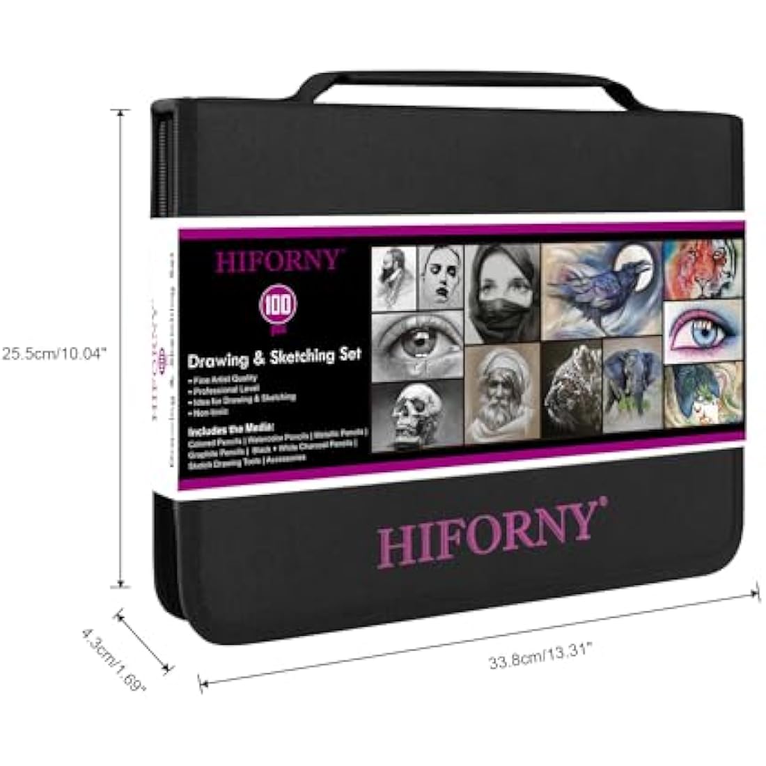 HIFORNY 100-Piece Professional Drawing & Sketching Set with Sketchbook