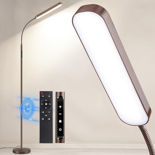 OUTON LED Floor Lamp - 15W Dimmable Gooseneck Reading Light, Bronze
