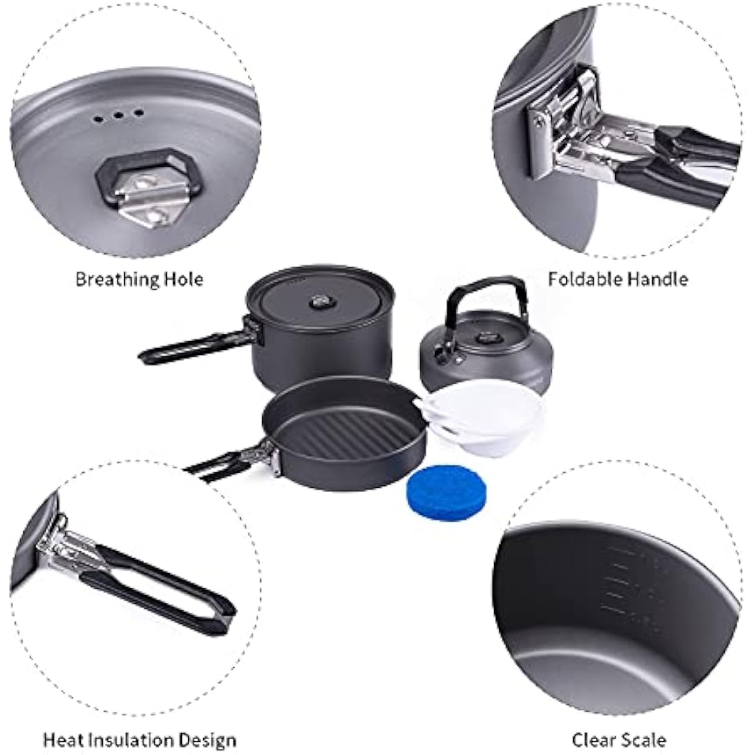 Fire-Maple Feast 2 Camping Cookware Set - 9pc Aluminum Pot & Kettle