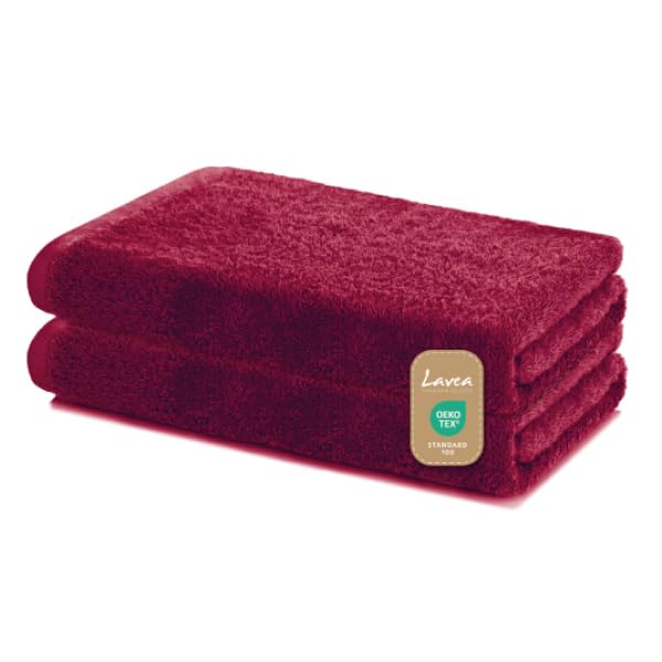 Lavea 100% Cotton Bath Towels Set of 2 | Soft & Absorbent – Bordeaux