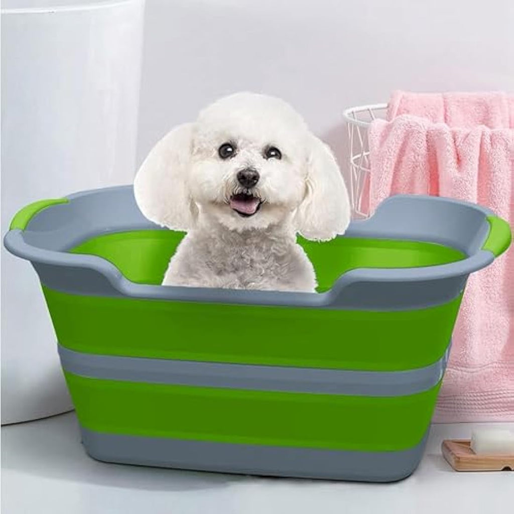 ddLUCK Collapsible Pet Bathtub – Portable Foldable Dog Wash Tub (Green)