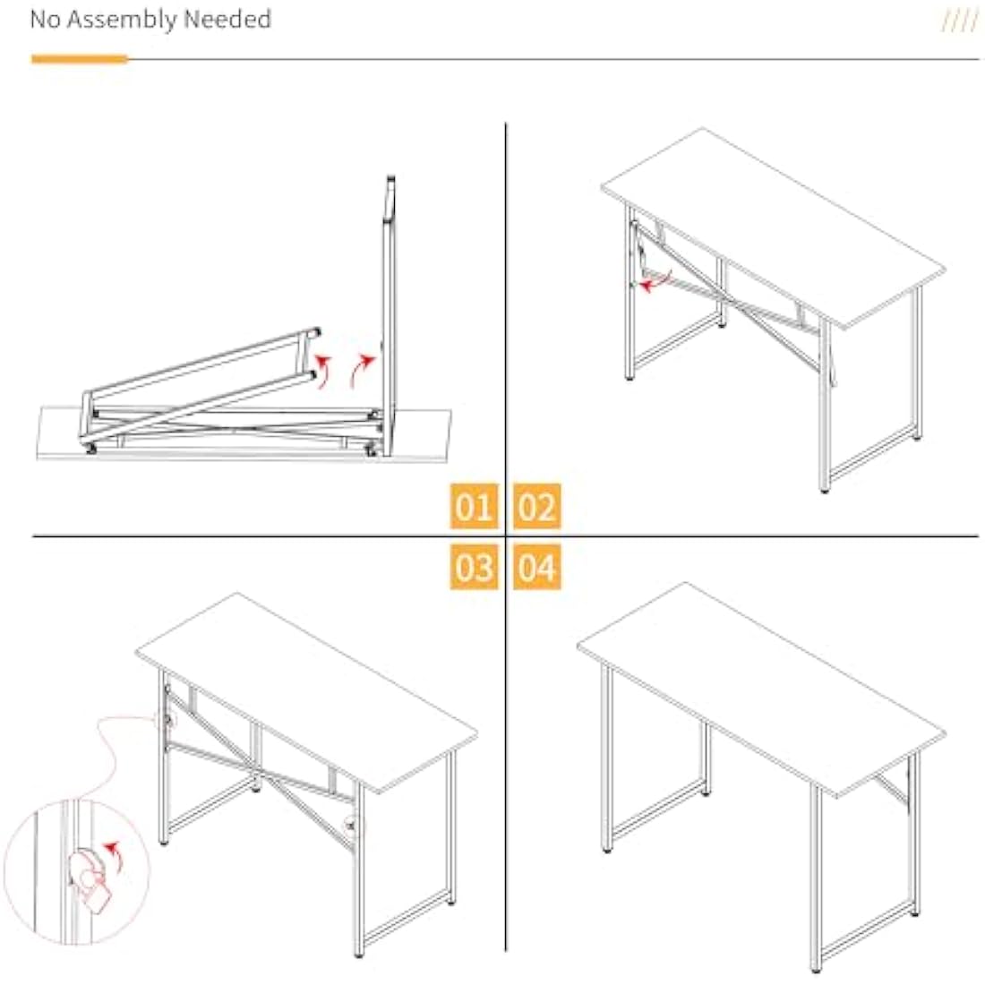 Lutown 120cm Folding Computer Desk – No Assembly Gaming Table, Black