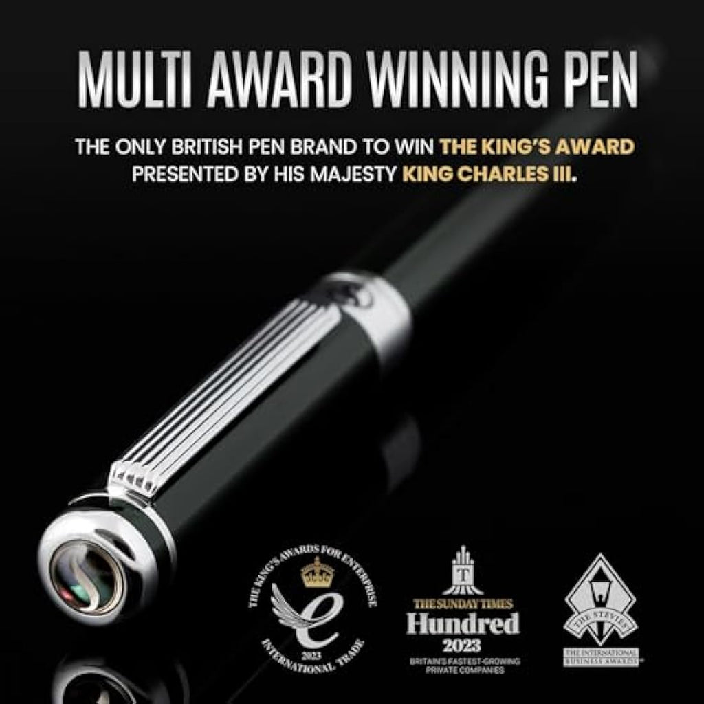 Luxury Fountain Pen – Black Green with Fine Schmidt Nib