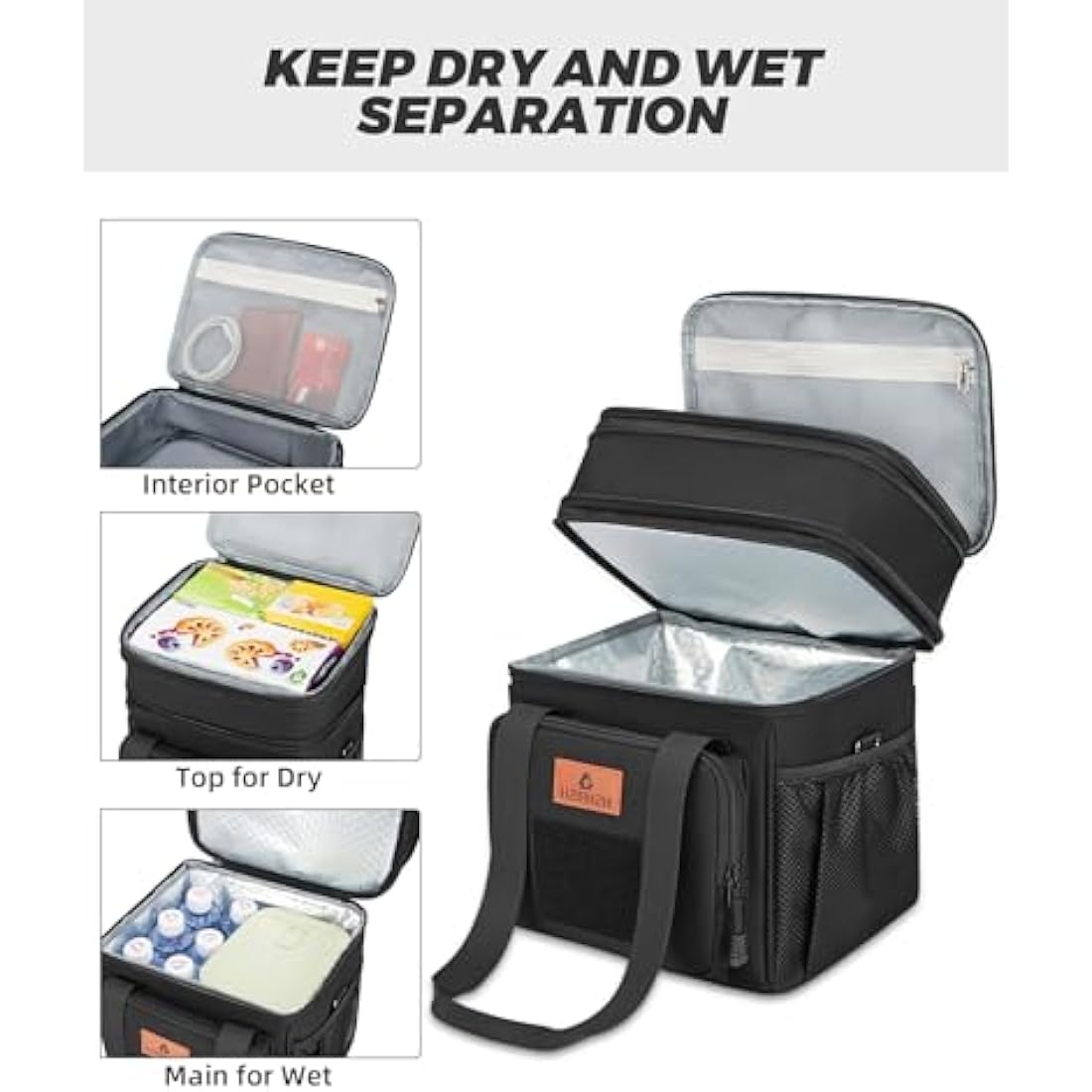HSHRISH Large Insulated Lunch Bag | 15L Double Layer Leakproof Cooler