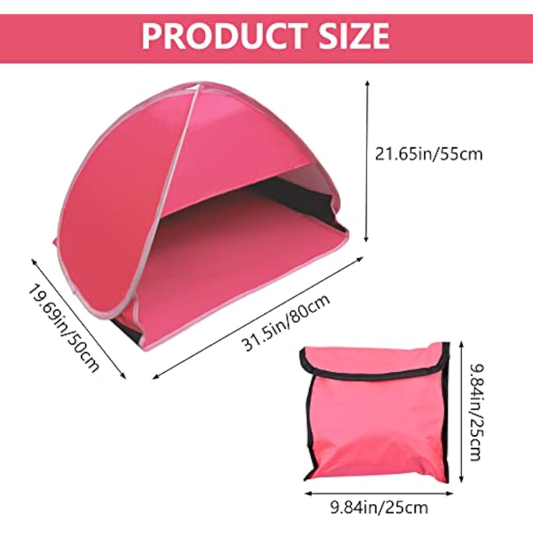 Mini Pop Up Pet Beach Tent – UV Sun Shelter & Shade, Rose Red