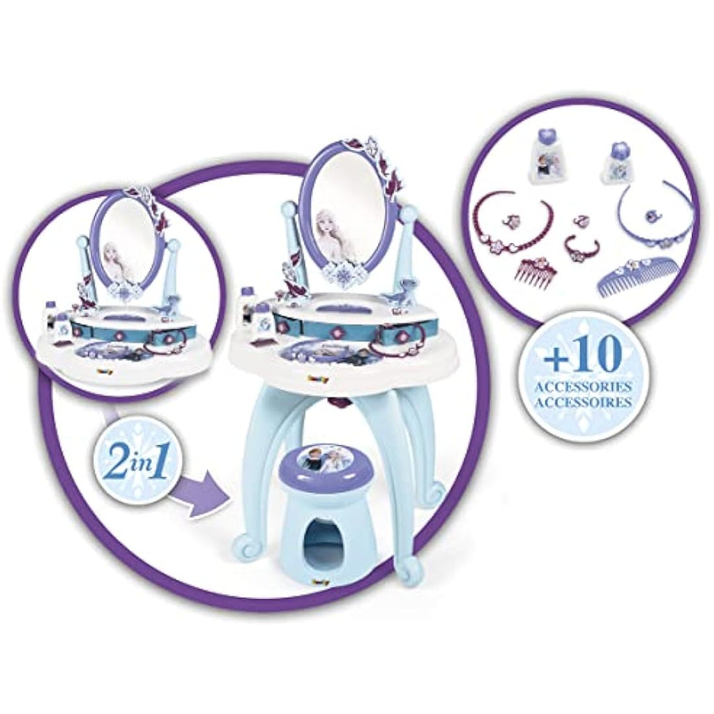 Smoby Disney Frozen 2-in-1 Hairdressing Table & Vanity with 10 Accessories