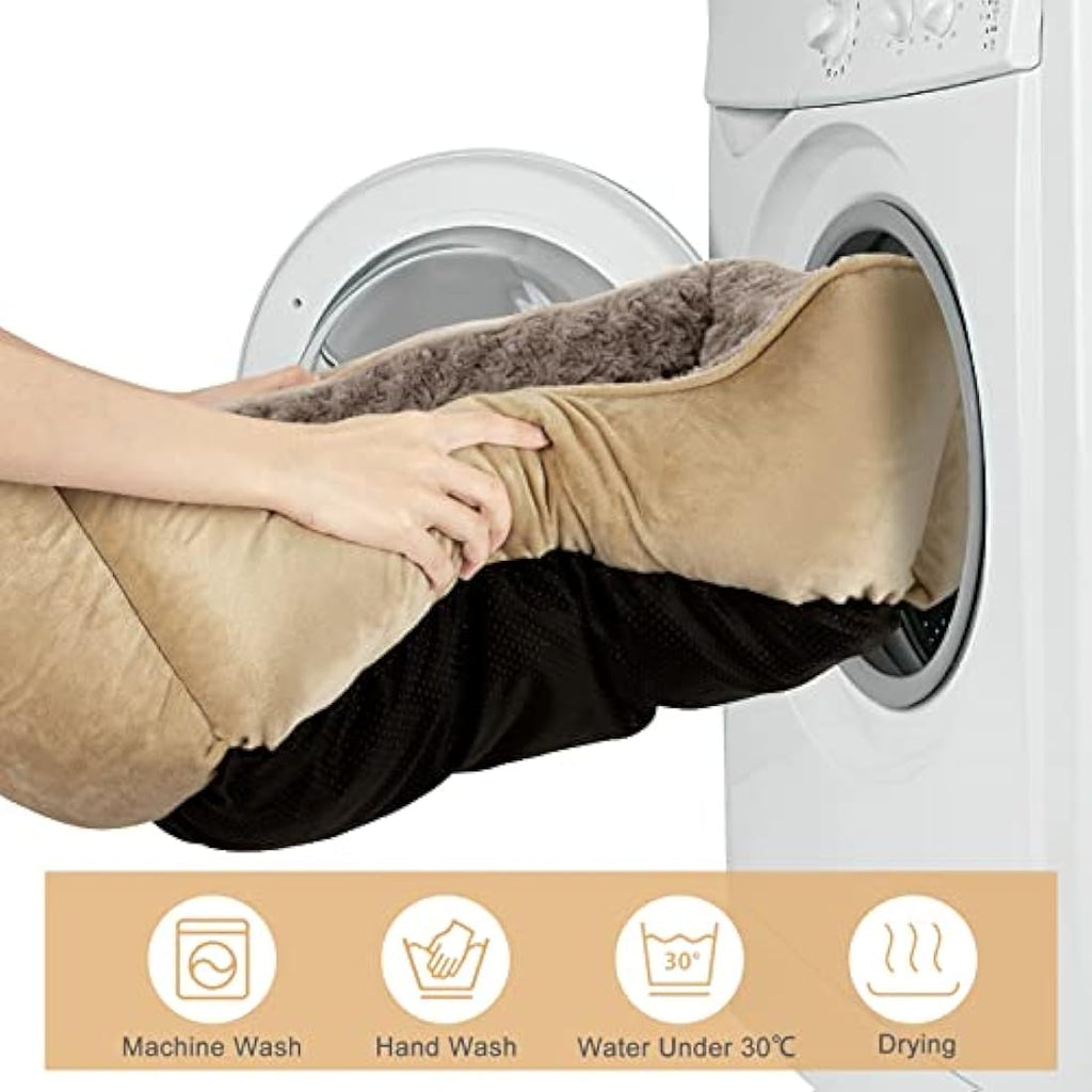 JOEJOY Calming Dog Bed – Washable Plush Anti-Anxiety Pet Bed, Beige, XXL