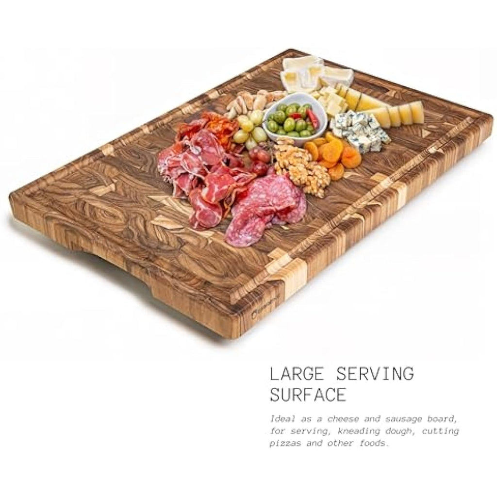 Erreke Extra Large Teak Wood End Grain Chopping Board with Juice Groove