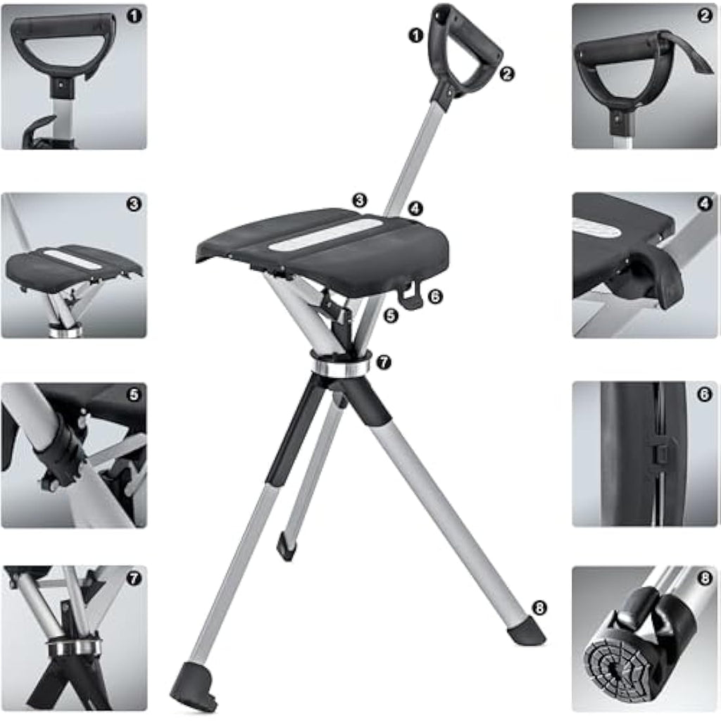 Ta-Da Chair Series 2 | Lightweight Folding Walking Stick with Seat