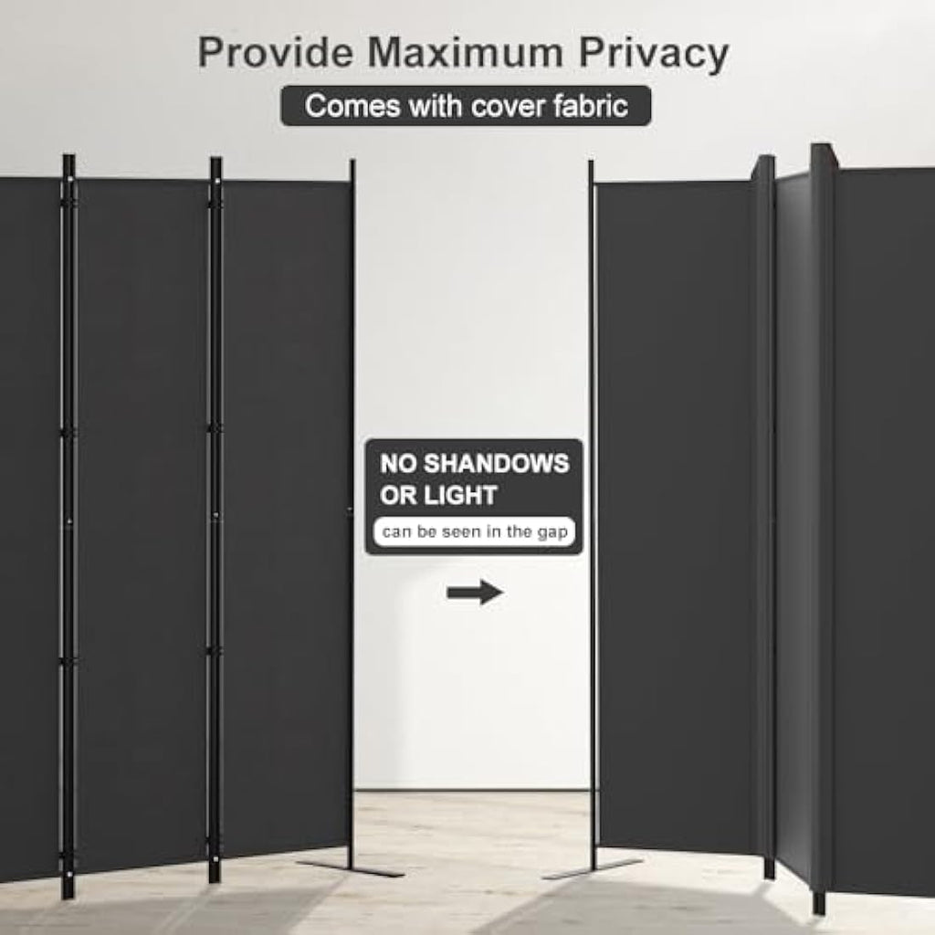 Kokorona 6 Panel Room Divider | 6ft Folding Privacy Screen – Dark Grey