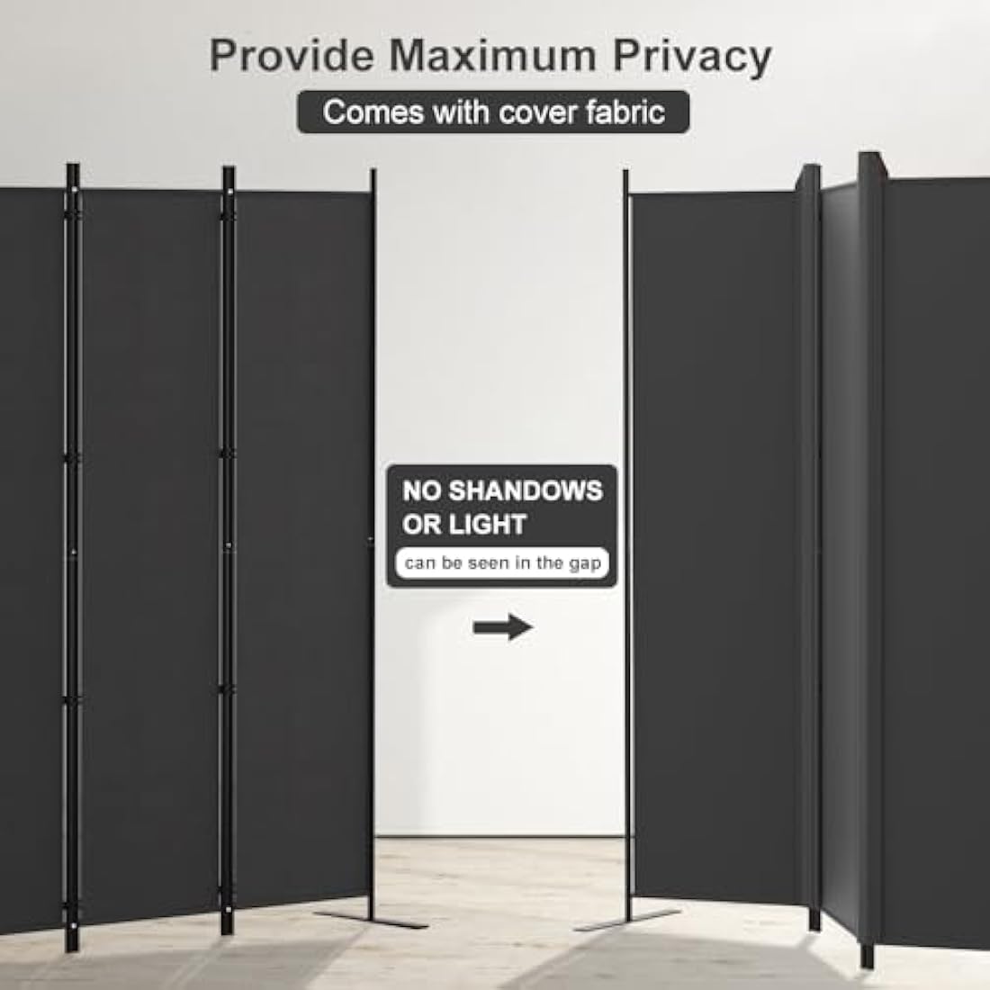 Kokorona 6 Panel Room Divider | 6ft Folding Privacy Screen – Dark Grey