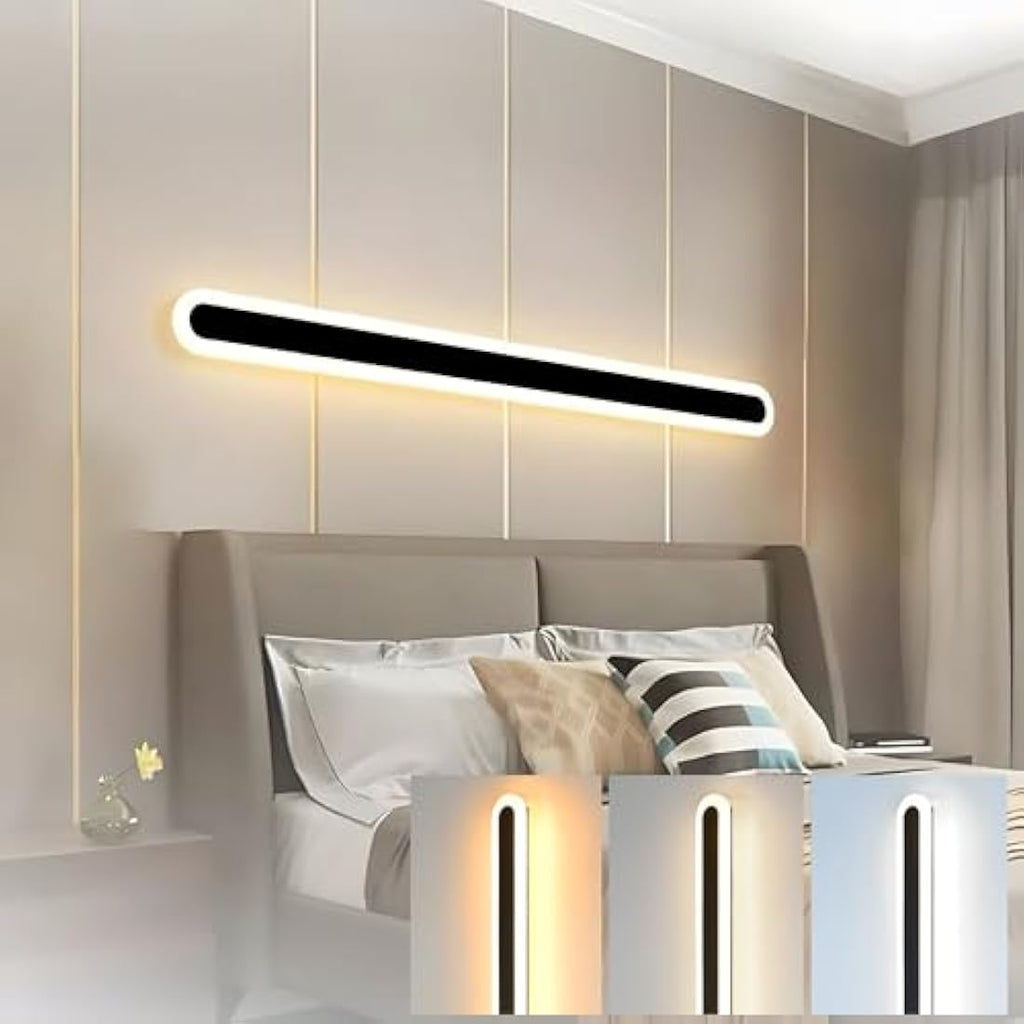 ZTWLEED 120CM LED Wall Light | 44W Tricolor Modern Interior Sconce - Black