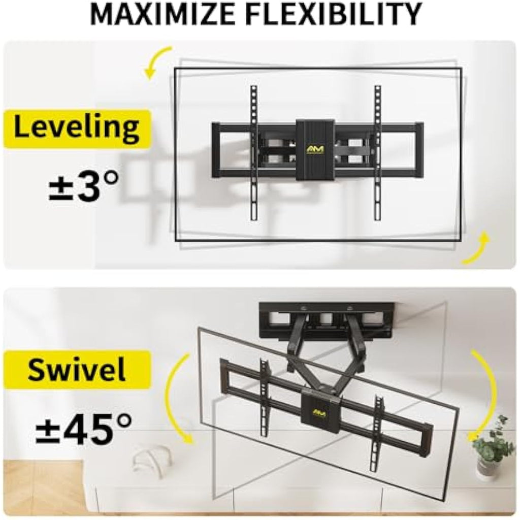 Alphamount Full Motion TV Wall Bracket for 37-75 Inch LED OLED TVs