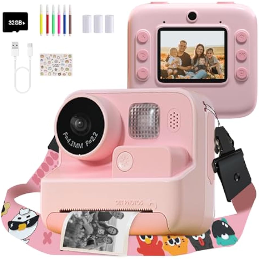 Mafiti Kids Instant Print Camera – 48MP Digital Selfie Video Toy, Pink