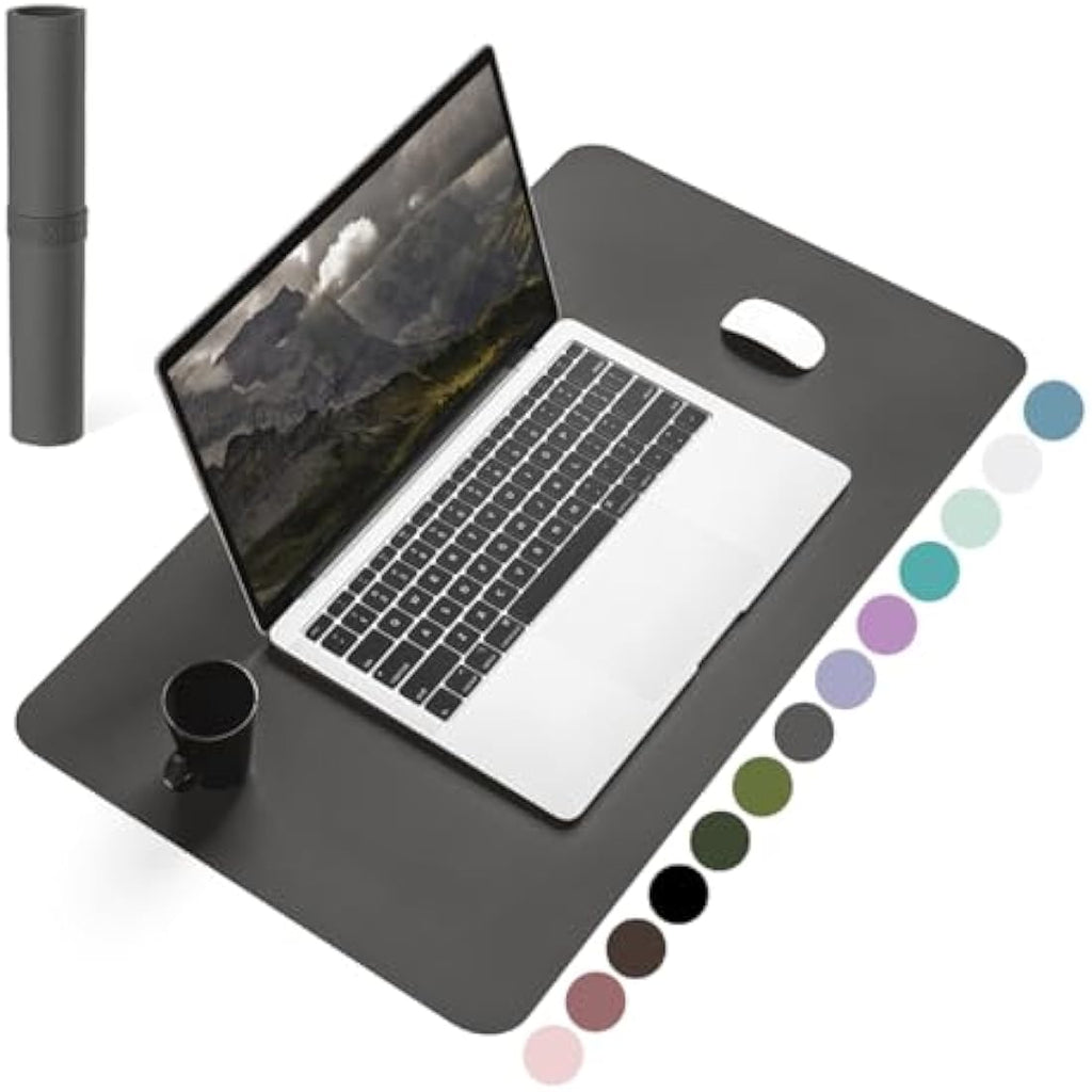 YSAGi Leather Desk Pad – Waterproof Non-Slip Office Mat, Dark Gray