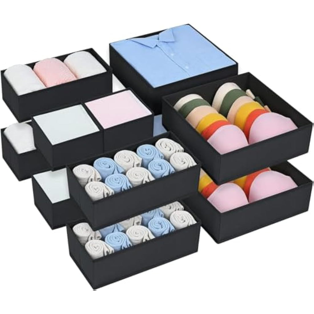 12 Pack Foldable Fabric Drawer Organisers for Wardrobes