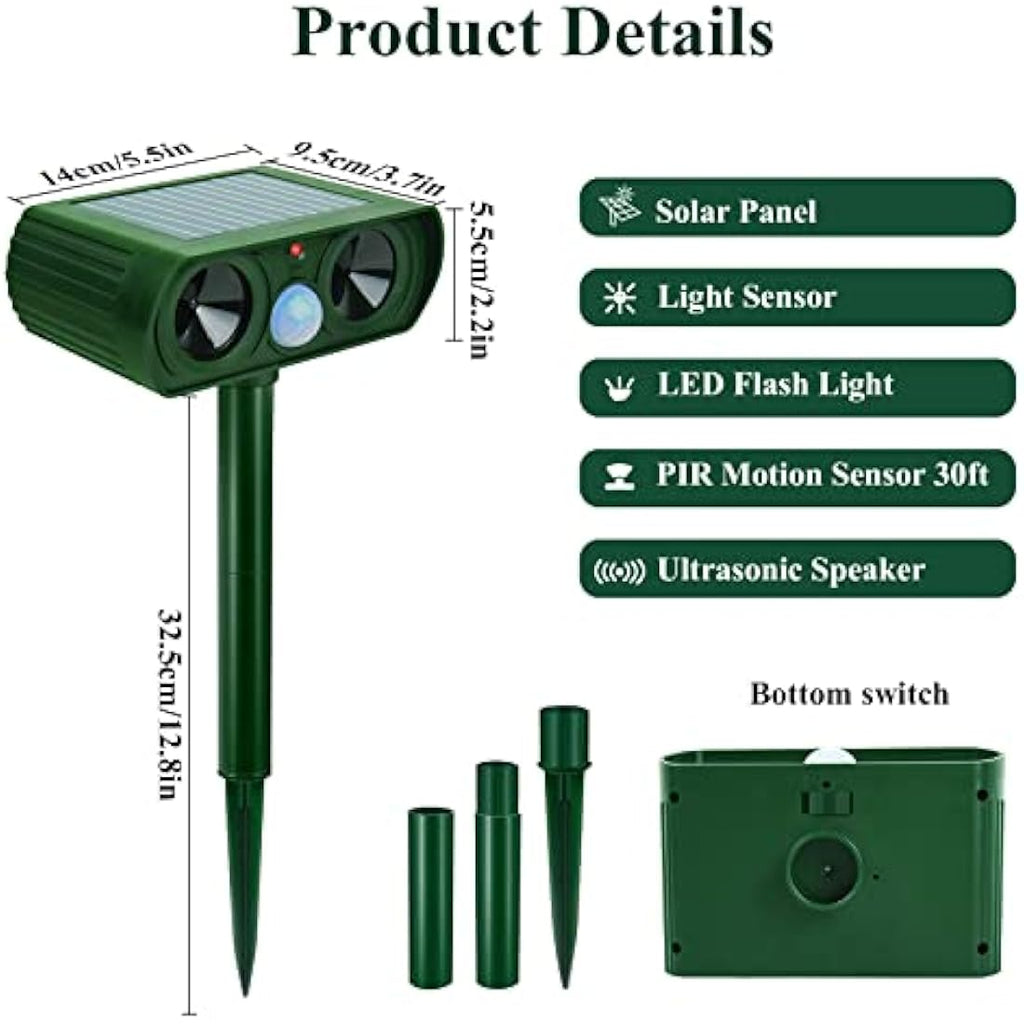 Jolof Store Solar Ultrasonic Cat Repellent - Motion Sensor Animal Scarer